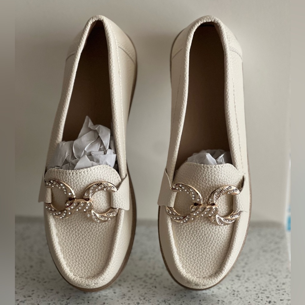Cream Loafers Gold Beige Comfy Buckle Wedge Espadrille Casual Boat Walking Shoe - Picture 4 of 8
